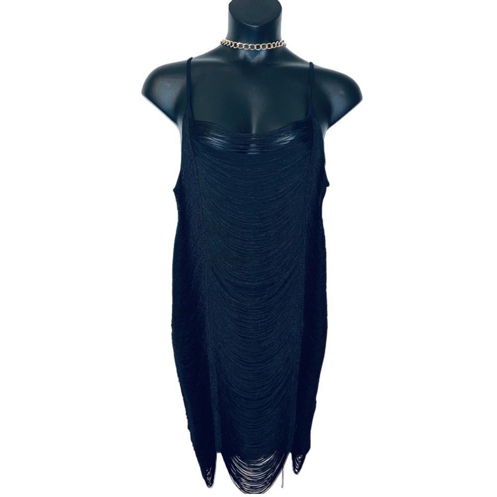 H&M Black Fringe Slip Dress